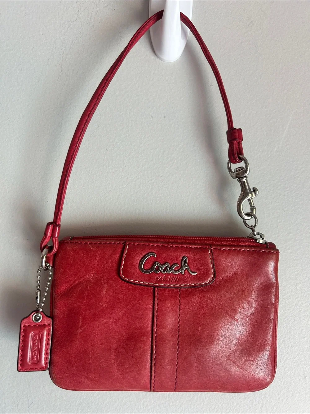 Coach Ashley Vintage Red Leather Wristlet